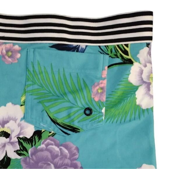 Cacique Lane Bryant Teal Tropical High Rise Boyshort Swim Bottoms Size 14 - Picture 9 of 15